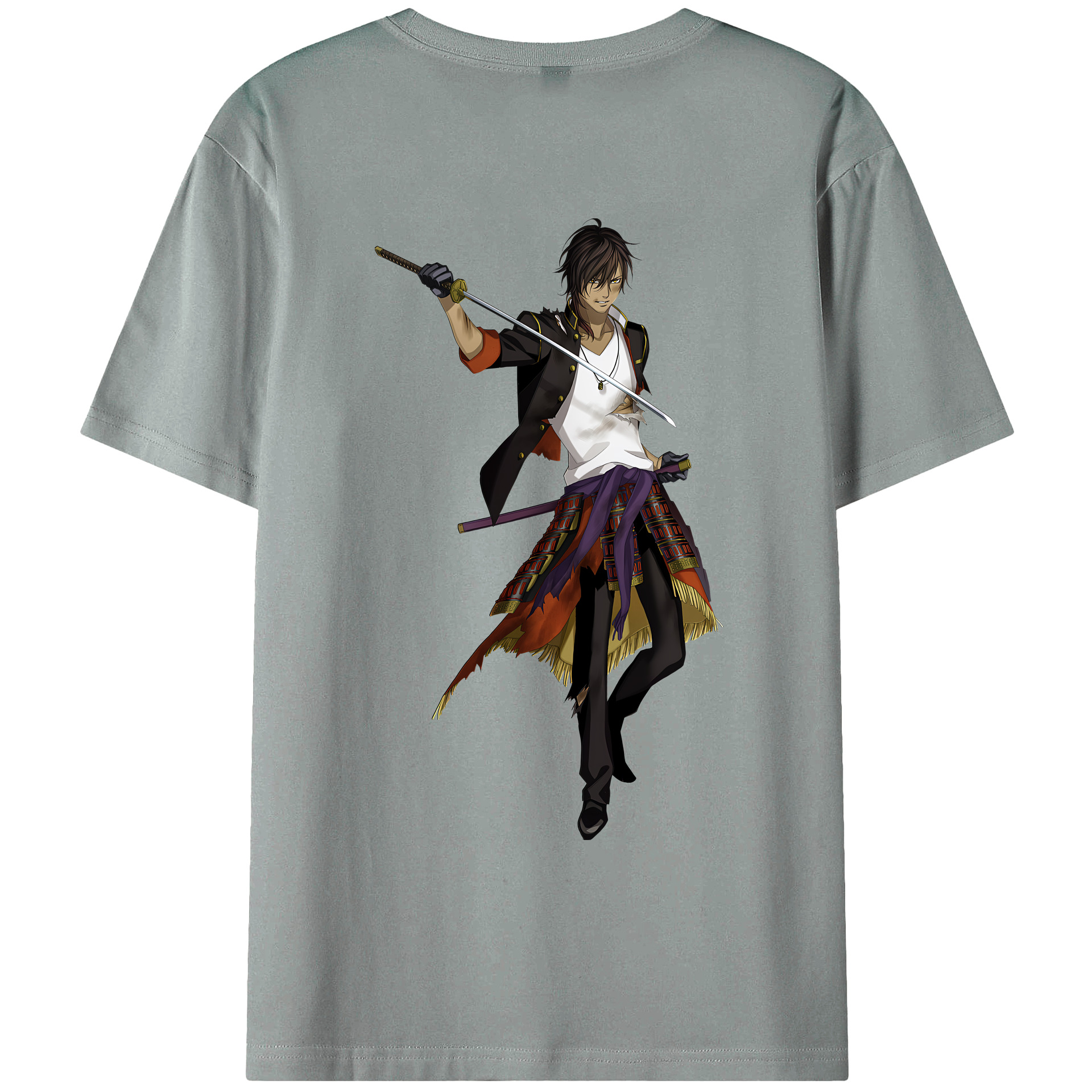 （画像用） 刀剣乱舞 Touken Ranbu 綿100％ メンズ半袖Tシャツ（バックプリント） 通気性
